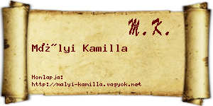 Mályi Kamilla névjegykártya